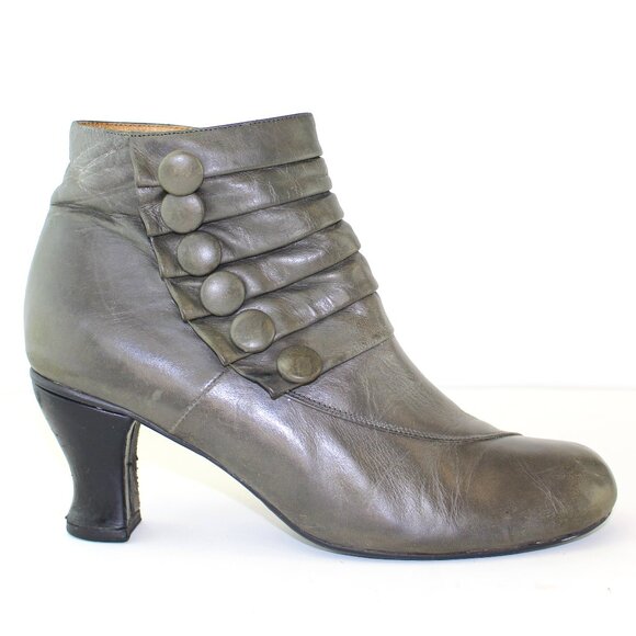 Miz Mooz Alisa Ruched Buttoned Leather Booties Womens (US 8.5/EU 39) - Picture 1 of 10